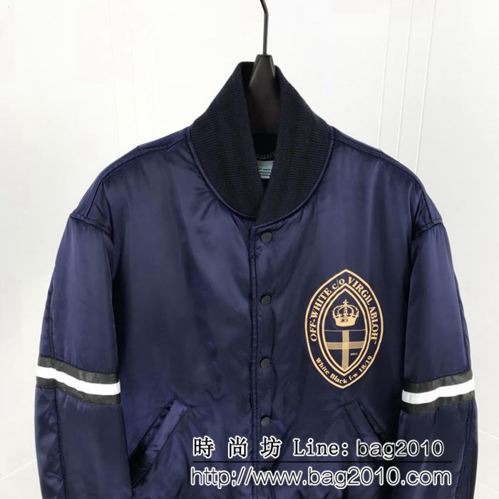 OFF-white 18FW新款 藍色飛行員棉服夾克 時尚百搭外套 男女同款 ydi1590